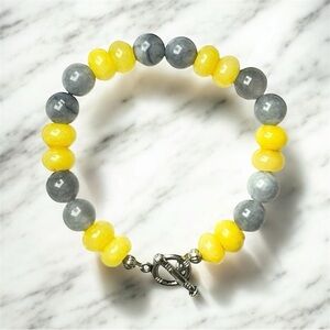 Yellow Agate & Labradorite Stone Bracelet